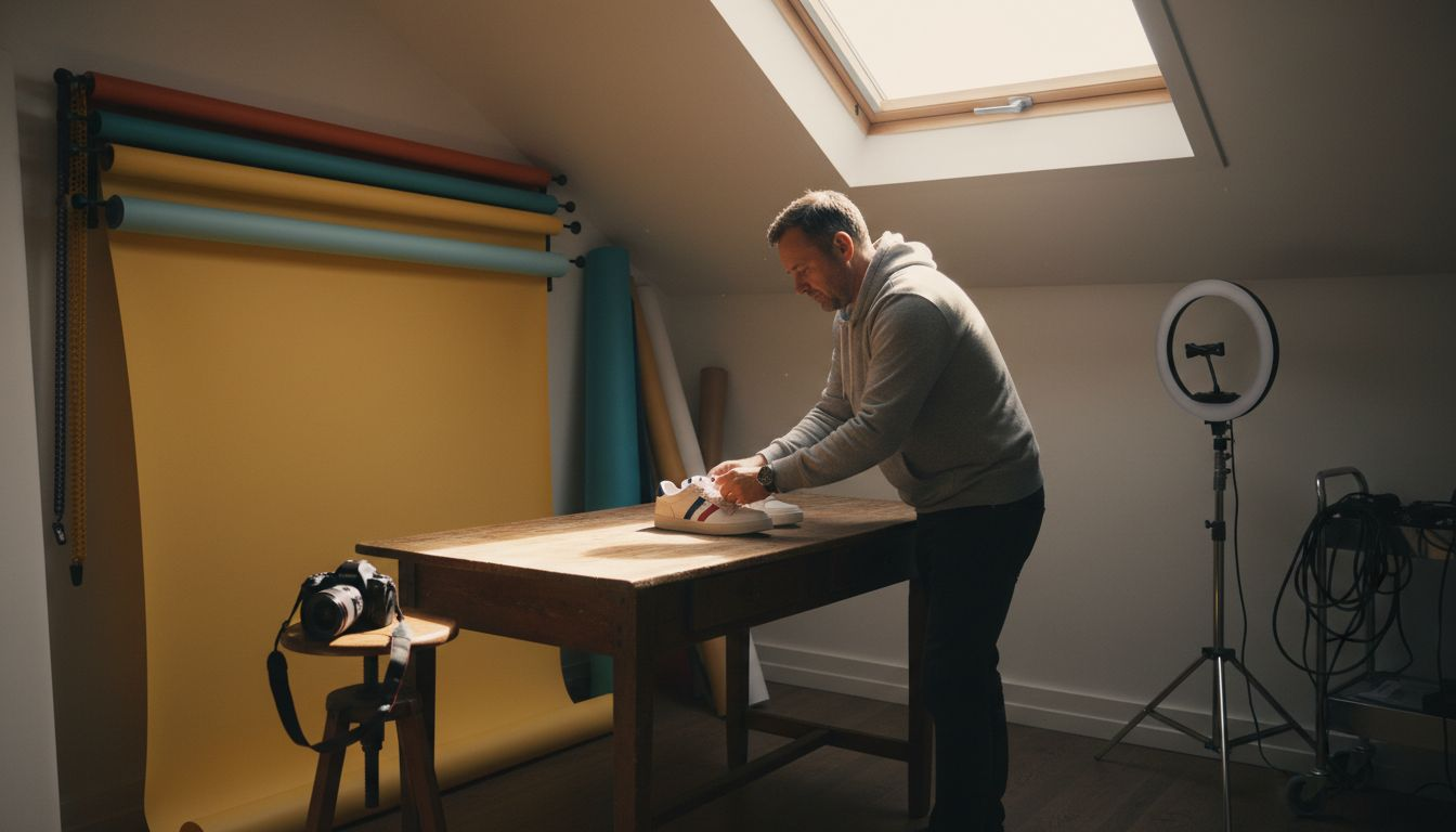 Photographer preparing social media product content