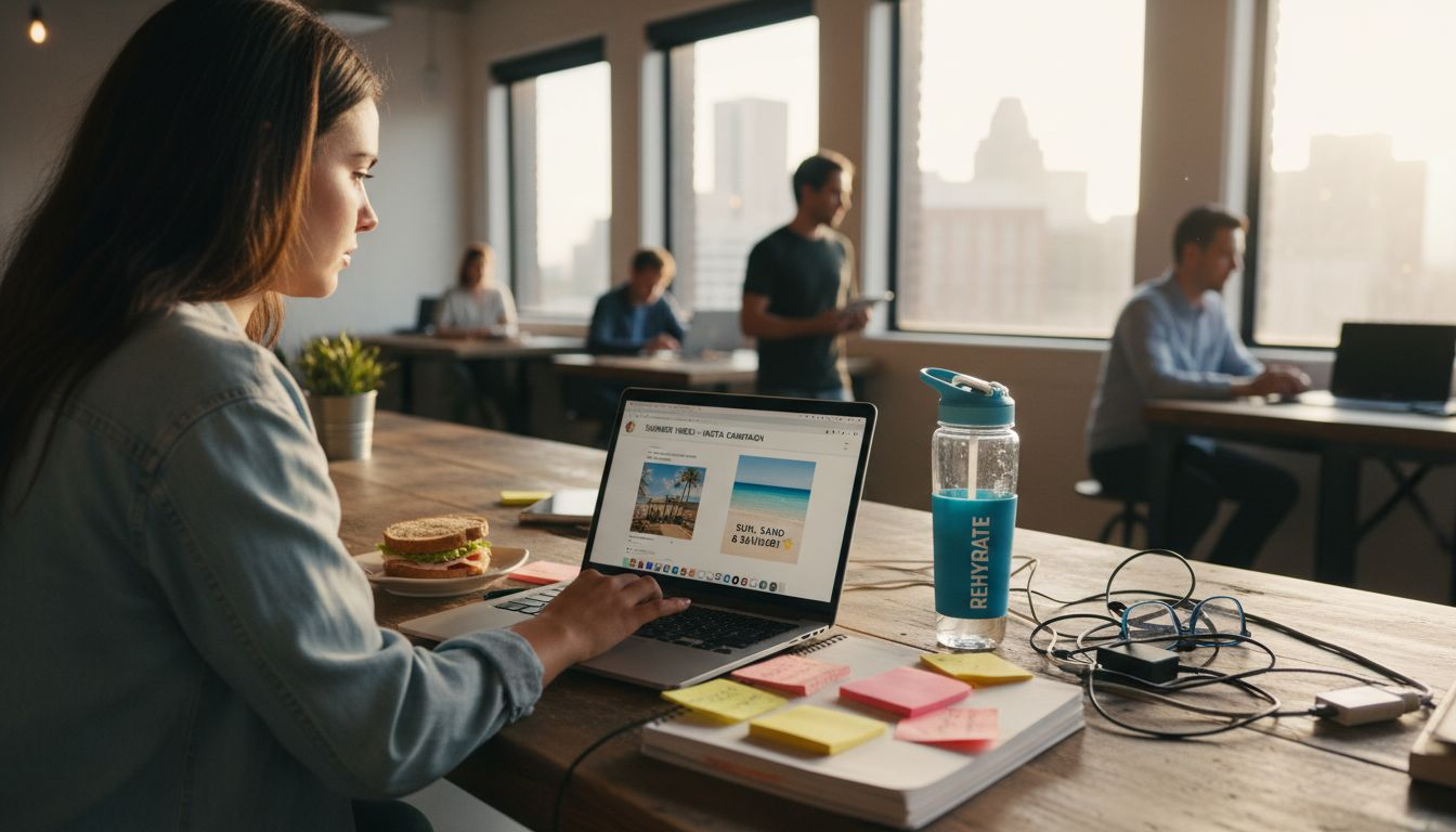 Planner creating e-commerce social media strategy